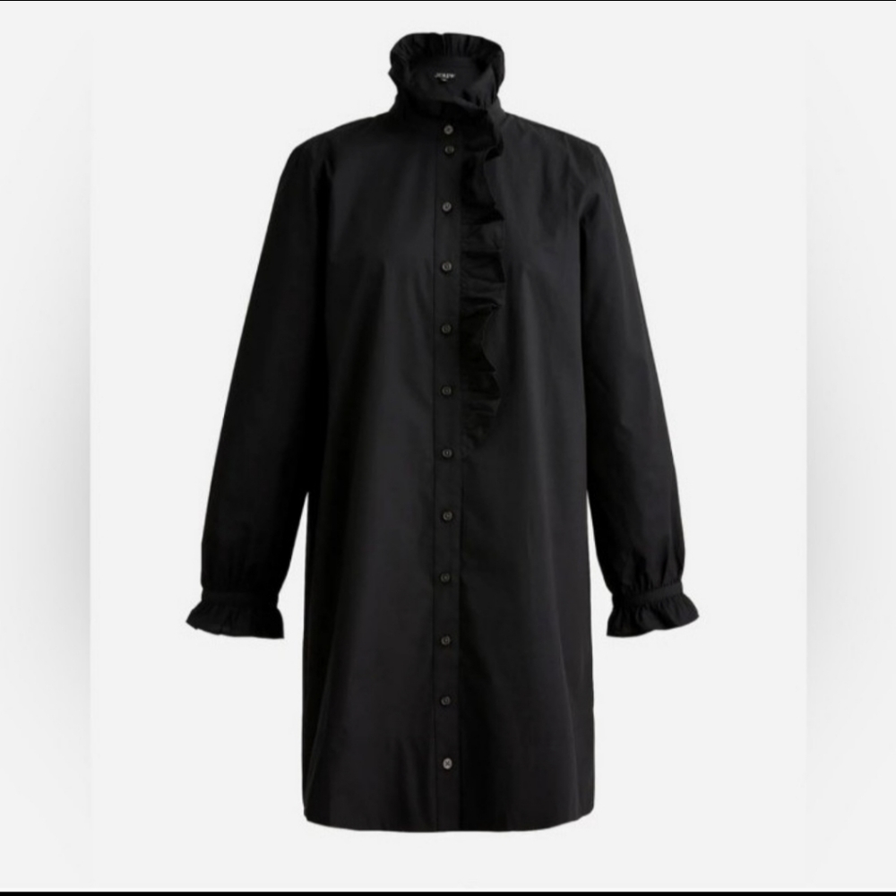 J.Crew Cottage Shirtdress in Cotton Poplin Sz 14 BLACK  Limited Ed LAST 1!